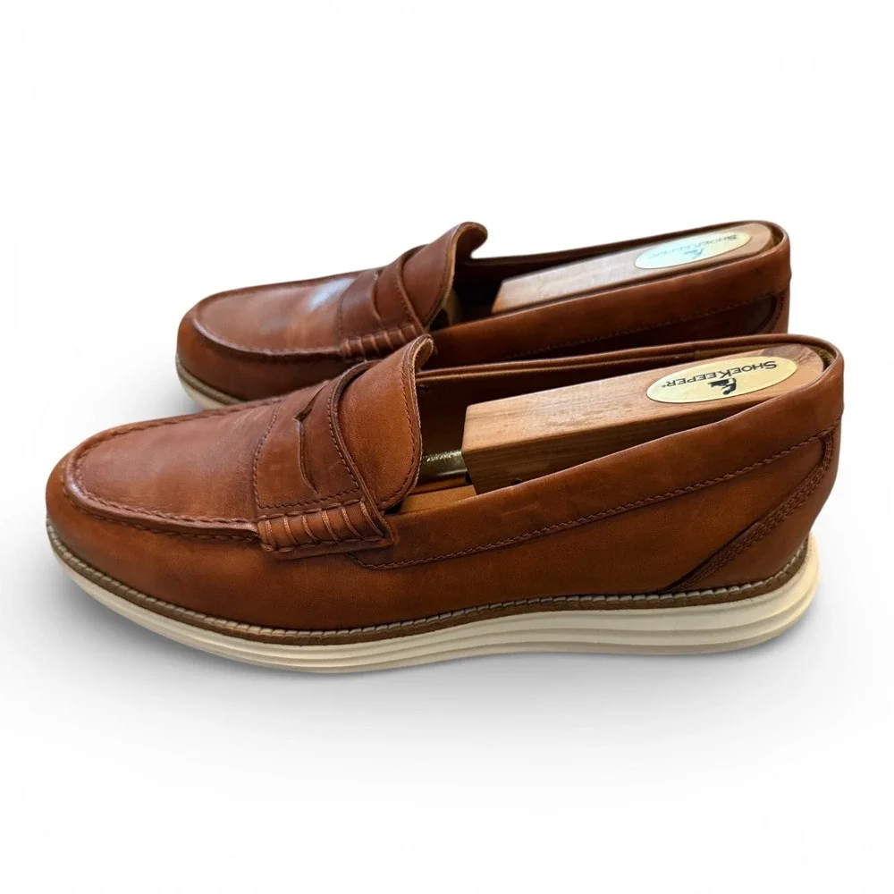 Cole‎ Haan Grand.ØS Brown Leather Penny Loafers Men's 7.5 M